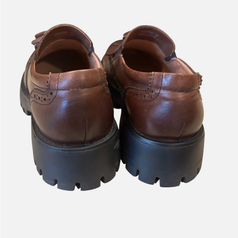 BeauToday Platform Brogue Tassel Loafers Brown Leather Lug Sole Women 8 - Picture 5 of 8
